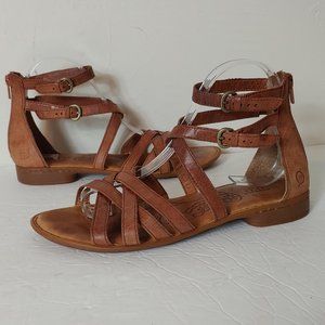 Born Gladiator Brown Leather Zip Strappy Sandal